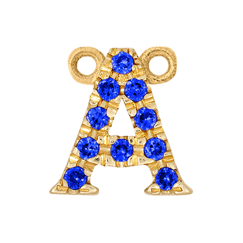 Blue Sapphire + 14k Yellow Gold Letter Charm