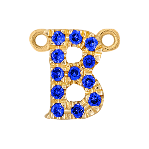 Blue Sapphire + 14k Yellow Gold Letter Charm