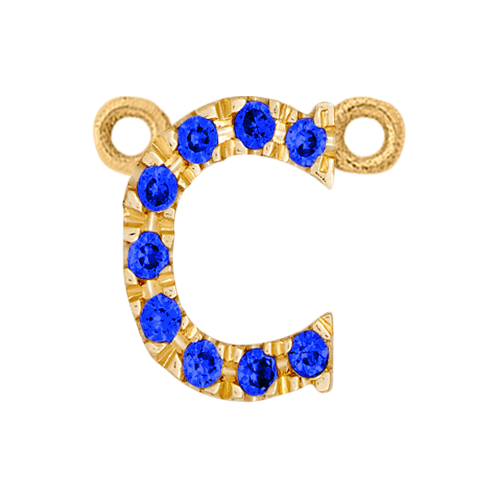 Blue Sapphire + 14k Yellow Gold Letter Charm