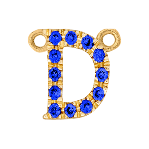 Blue Sapphire + 14k Yellow Gold Letter Charm