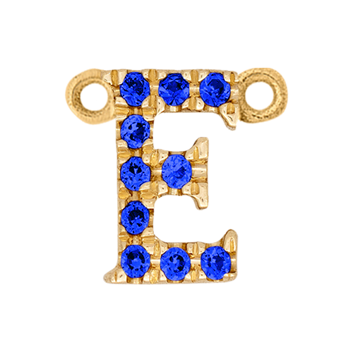 Blue Sapphire + 14k Yellow Gold Letter Charm