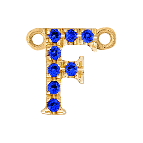 Blue Sapphire + 14k Yellow Gold Letter Charm