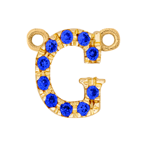 Blue Sapphire + 14k Yellow Gold Letter Charm