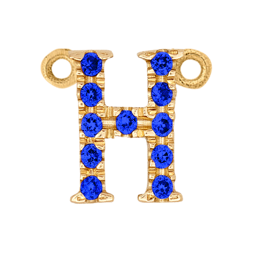 Blue Sapphire + 14k Yellow Gold Letter Charm