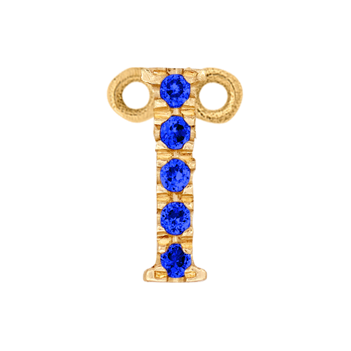 Blue Sapphire + 14k Yellow Gold Letter Charm