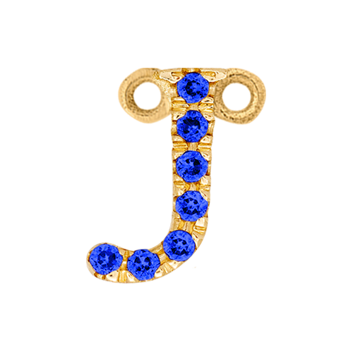 Blue Sapphire + 14k Yellow Gold Letter Charm