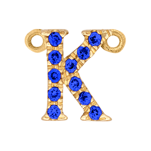 Blue Sapphire + 14k Yellow Gold Letter Charm