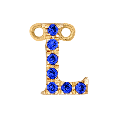 Blue Sapphire + 14k Yellow Gold Letter Charm