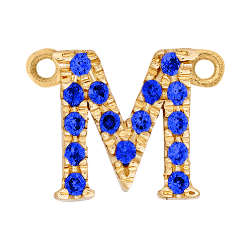 Blue Sapphire + 14k Yellow Gold Letter Charm