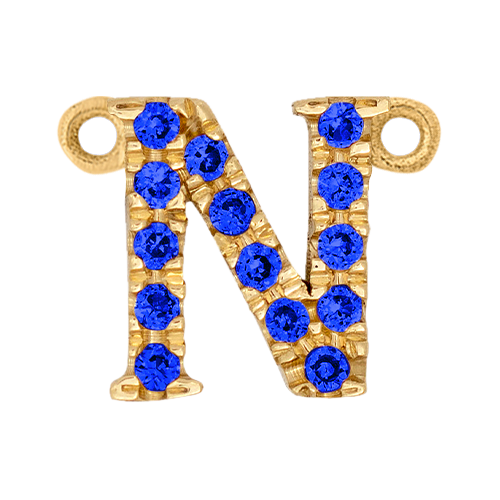 Blue Sapphire + 14k Yellow Gold Letter Charm