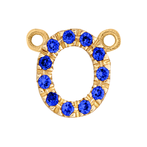 Blue Sapphire + 14k Yellow Gold Letter Charm
