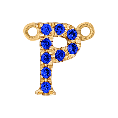Blue Sapphire + 14k Yellow Gold Letter Charm