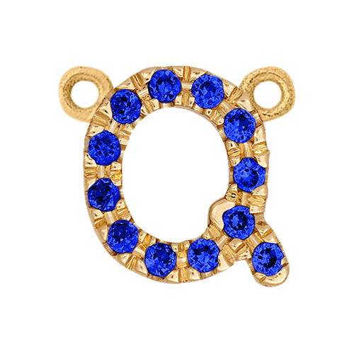 Blue Sapphire + 14k Yellow Gold Letter Charm
