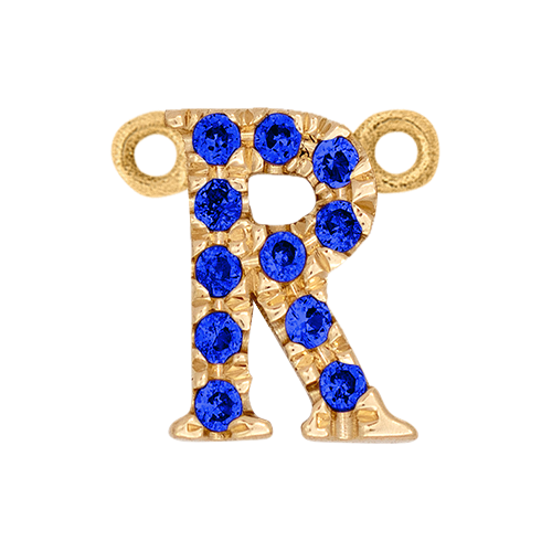 Blue Sapphire + 14k Yellow Gold Letter Charm