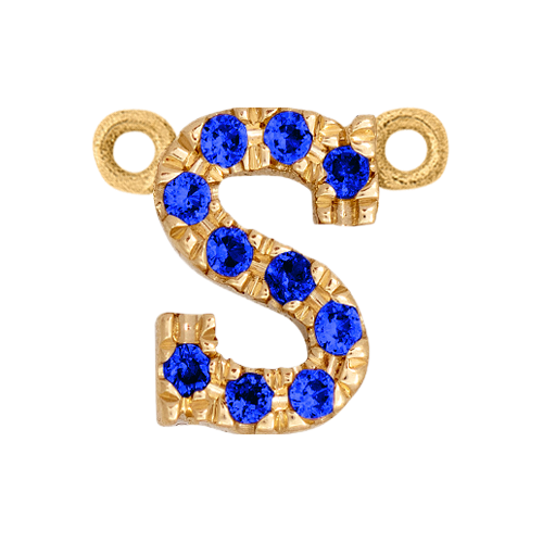 Blue Sapphire + 14k Yellow Gold Letter Charm