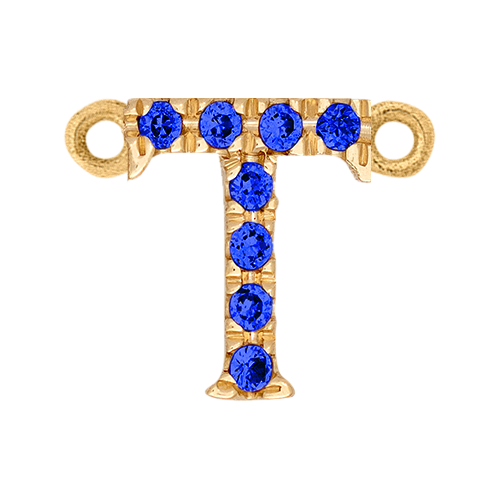 Blue Sapphire + 14k Yellow Gold Letter Charm