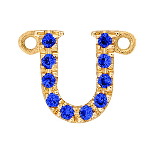 Blue Sapphire + 14k Yellow Gold Letter Charm