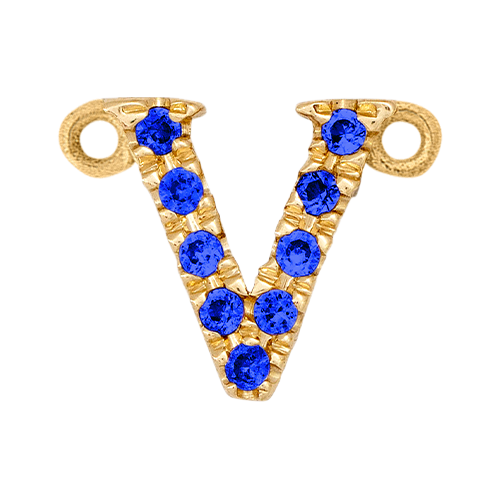 Blue Sapphire + 14k Yellow Gold Letter Charm