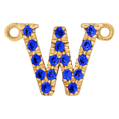 Blue Sapphire + 14k Yellow Gold Letter Charm