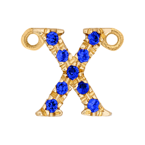 Blue Sapphire + 14k Yellow Gold Letter Charm