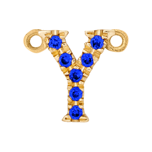 Blue Sapphire + 14k Yellow Gold Letter Charm