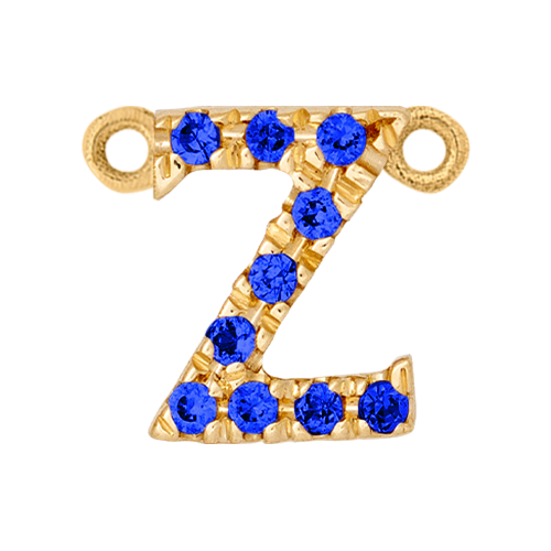 Blue Sapphire + 14k Yellow Gold Letter Charm