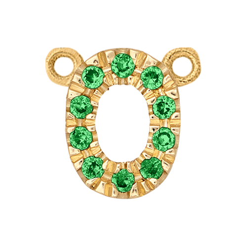 Green Garnet + 14k Yellow Gold Number Charm