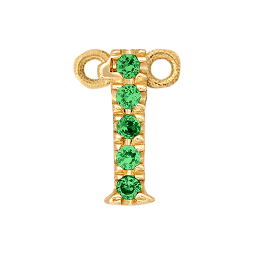 Green Garnet + 14k Yellow Gold Number Charm