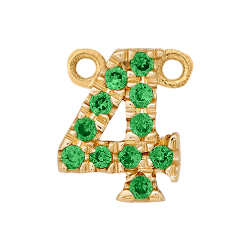 Green Garnet + 14k Yellow Gold Number Charm