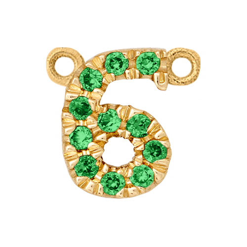 Green Garnet + 14k Yellow Gold Number Charm