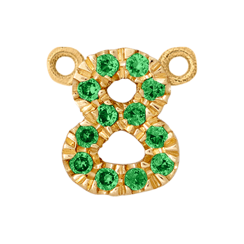 Green Garnet + 14k Yellow Gold Number Charm