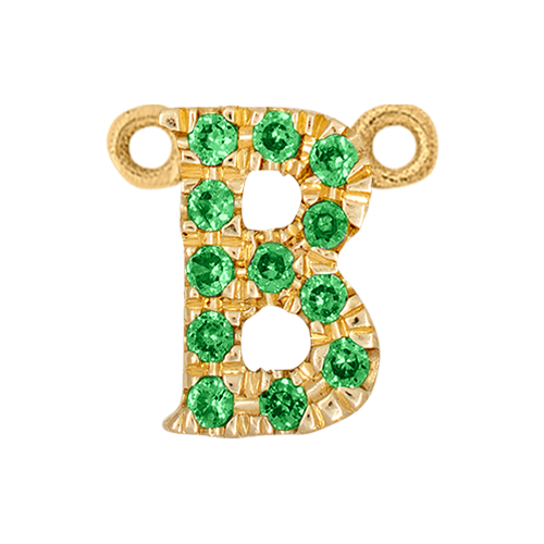 Green Garnet + 14k Yellow Gold Letter Charm