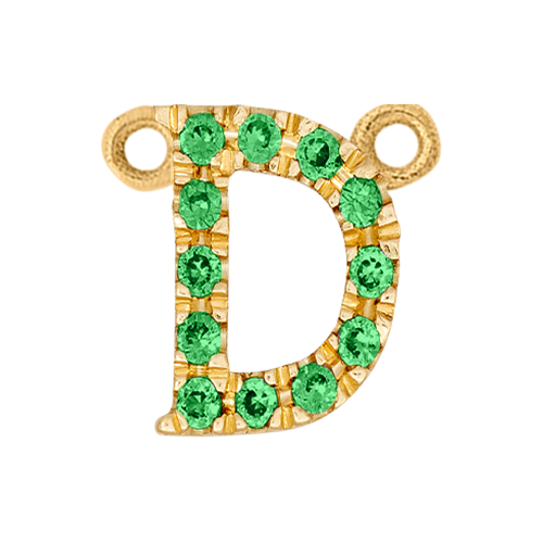 Green Garnet + 14k Yellow Gold Letter Charm