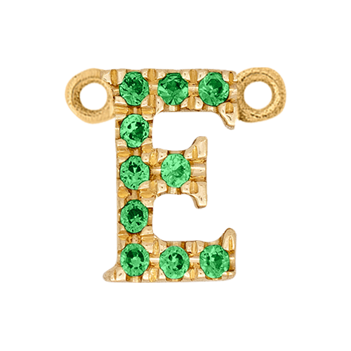 Green Garnet + 14k Yellow Gold Letter Charm