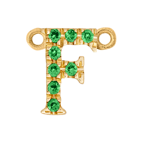 Green Garnet + 14k Yellow Gold Letter Charm