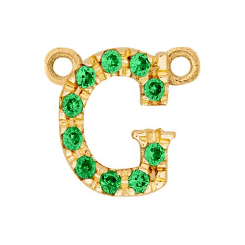 Green Garnet + 14k Yellow Gold Letter Charm