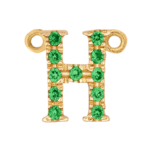 Green Garnet + 14k Yellow Gold Letter Charm