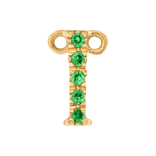 Green Garnet + 14k Yellow Gold Letter Charm