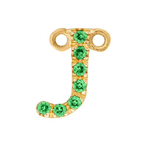 Green Garnet + 14k Yellow Gold Letter Charm