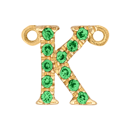 Green Garnet + 14k Yellow Gold Letter Charm