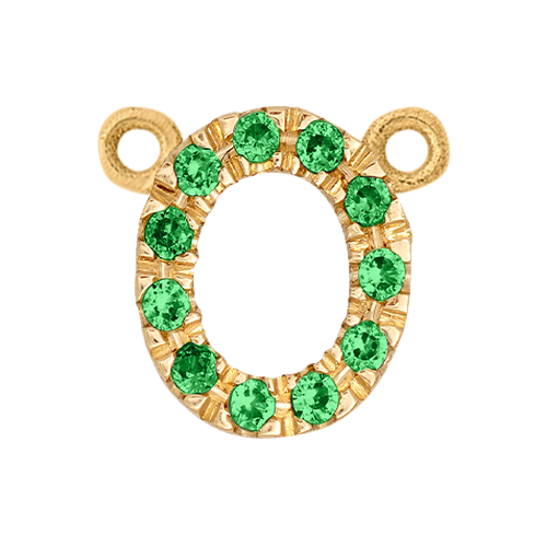 Green Garnet + 14k Yellow Gold Letter Charm
