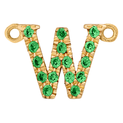 Green Garnet + 14k Yellow Gold Letter Charm