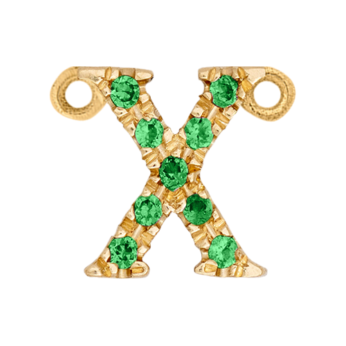Green Garnet + 14k Yellow Gold Letter Charm