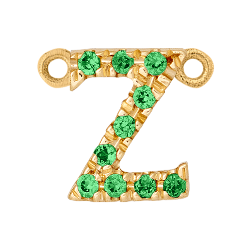 Green Garnet + 14k Yellow Gold Letter Charm