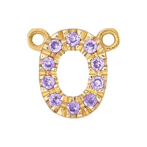 Lilac Sapphire + 14k Yellow Gold Number Charm