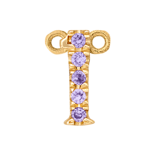 Lilac Sapphire + 14k Yellow Gold Number Charm