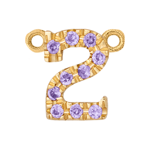 Lilac Sapphire + 14k Yellow Gold Number Charm