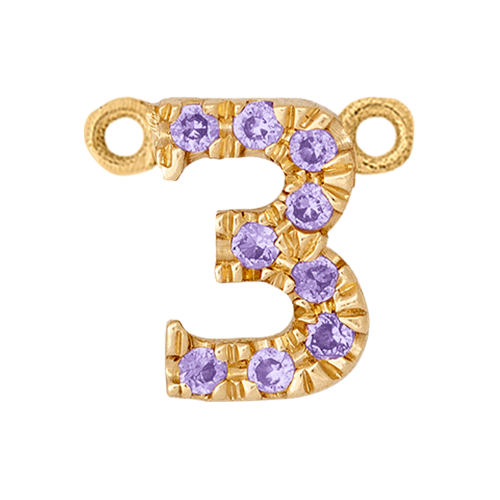Lilac Sapphire + 14k Yellow Gold Number Charm
