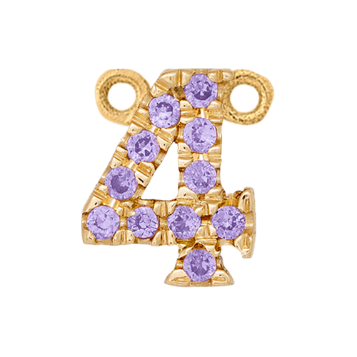Lilac Sapphire + 14k Yellow Gold Number Charm