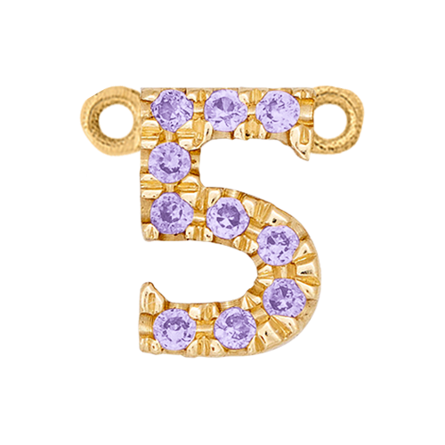 Lilac Sapphire + 14k Yellow Gold Number Charm